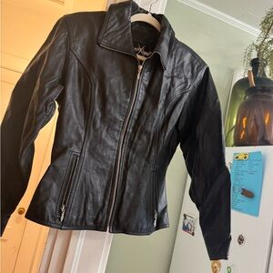 Maxima Black Leather Jacket for Women